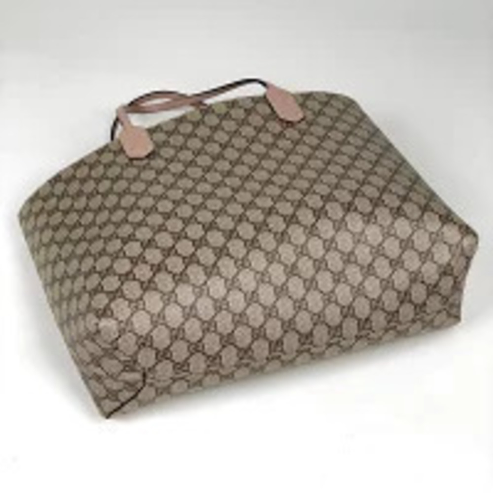 Gucci beige canvas tote bag shoulder GG pink reversible Tan Pink